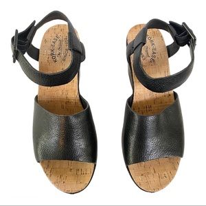 Kork-ease Keirn black platform wedge sandals shoes
